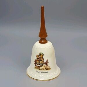 Vintage MJ‎ Hummel Porcelain Bell with Wooden Handle Eventide Collector Classic